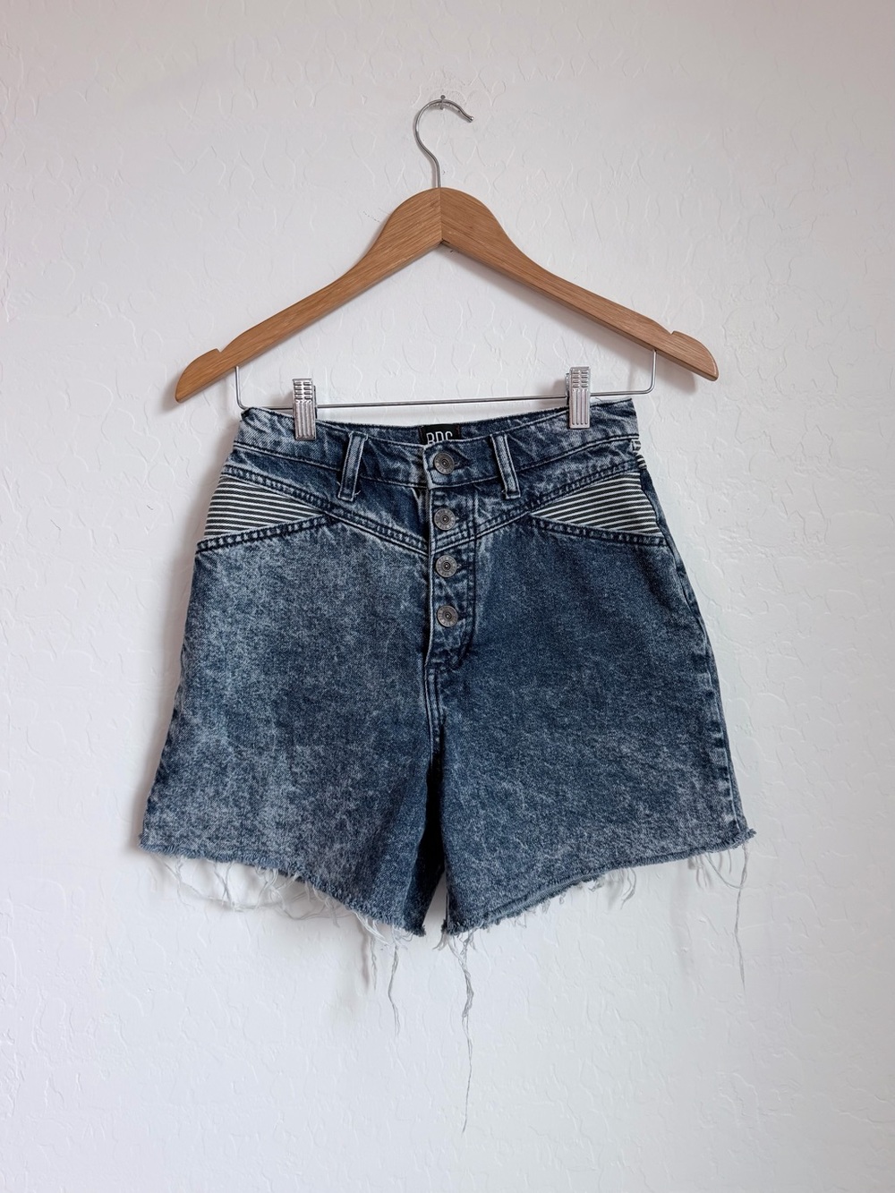 High-Waist Acid Wash Denim Shorts - Women
